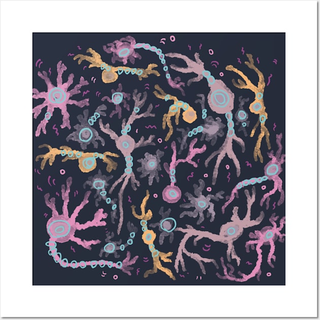 Cute pattern made of different neurons made for creative minds Wall Art by TastyVoxels